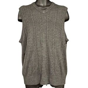 Dockers Gray V-Neck Cable Knit Sleeveless Sweater Vest Men’s Large